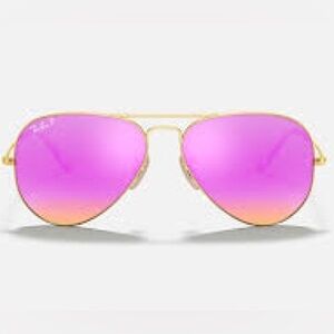 Ray Ban mirrored aviator, pink flash lenses